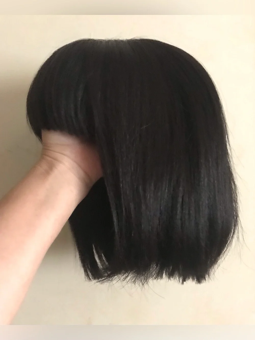 Human Hair Short Bob Black Wig